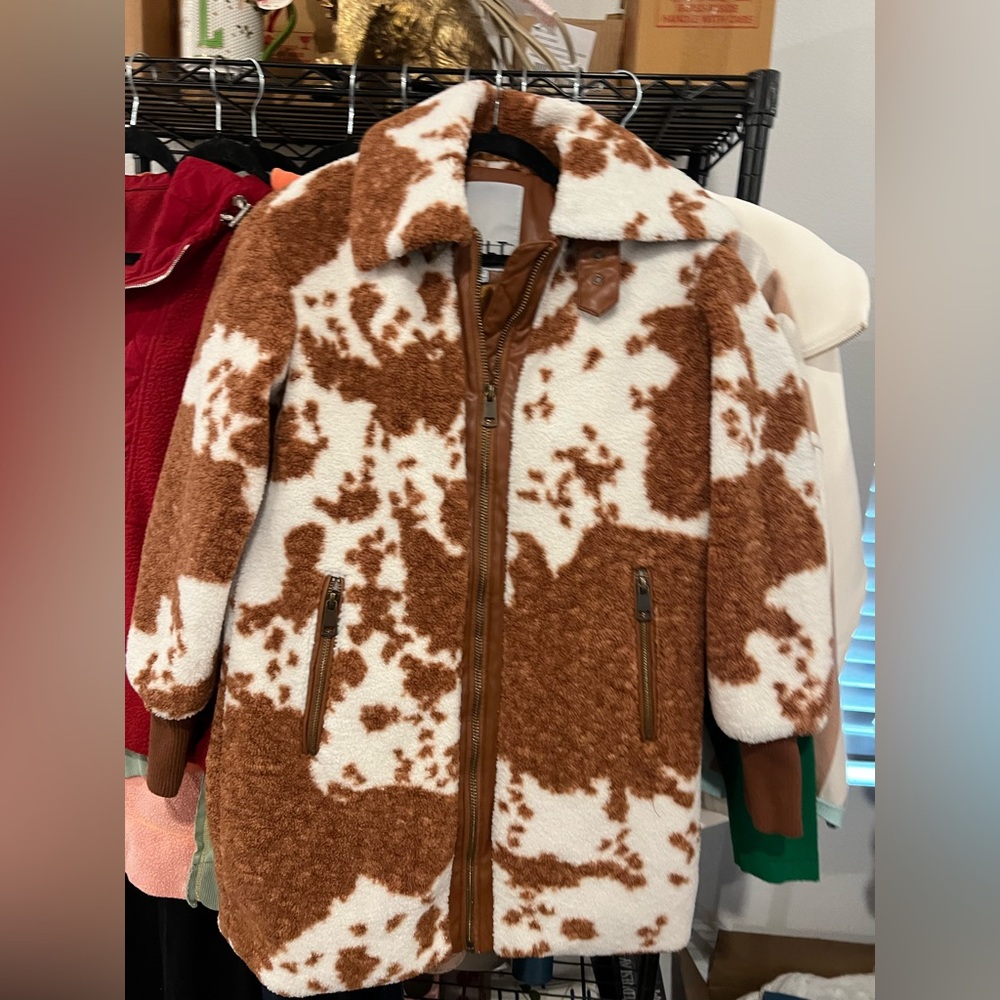 Anthropologie NVLT Cow Print Coat, XS NWOT - Picture 4 of 5